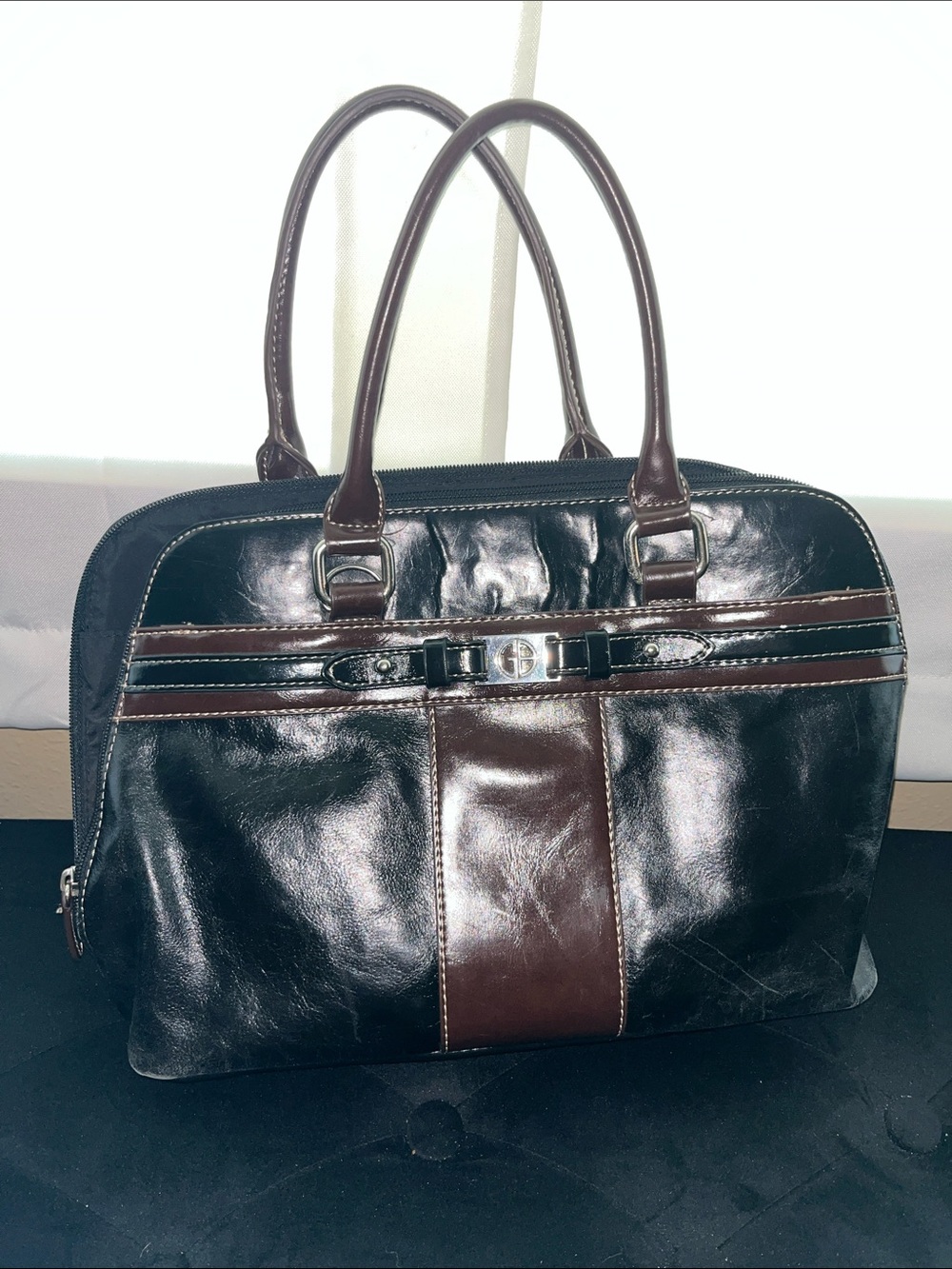 Giani Bernini Black and Brown Leather Satchel